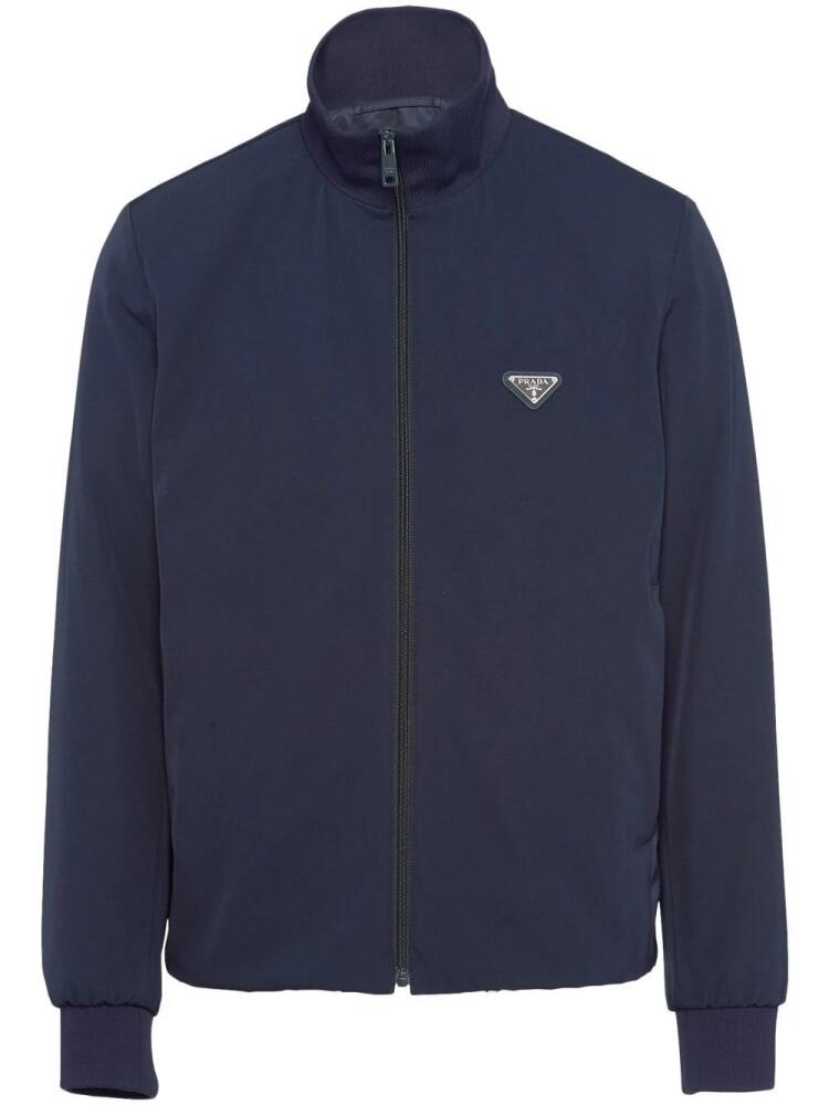 Prada triangle-logo zip-up jacket - Blue Cover