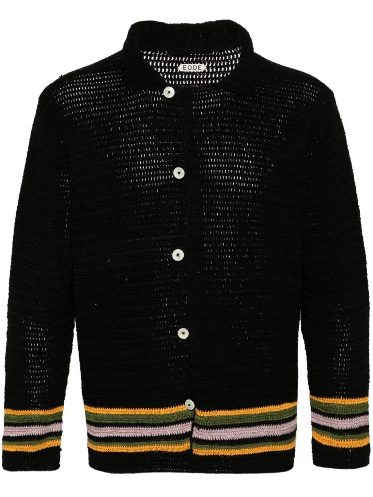 BODE Harbor stripe knitted overshirt - Black Cover