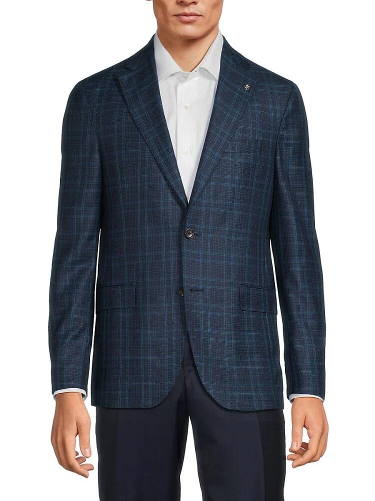 Jack Victor Men's Midland Regular Fit Plaid Wool Blazer - Blue Cover