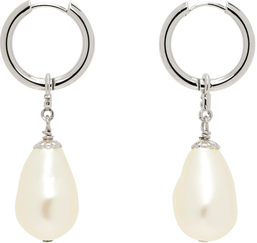 Dolce&Gabbana Silver & White Creole Teardrop Earrings Cover