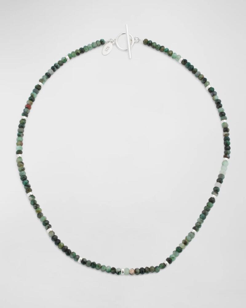 Jan Leslie Men's Emerald Beaded Necklace with Sterling Silver Spacers Cover