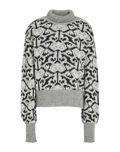 8 By Yoox Wool Blend Jacquard Jumper Woman Turtleneck Grey Acrylic, Wool, Polyamide Cover