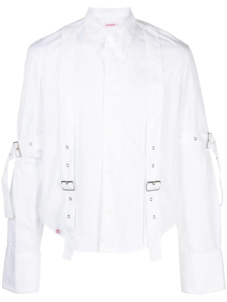 Charles Jeffrey Loverboy buckle-embellished organic-cotton shirt - White Cover