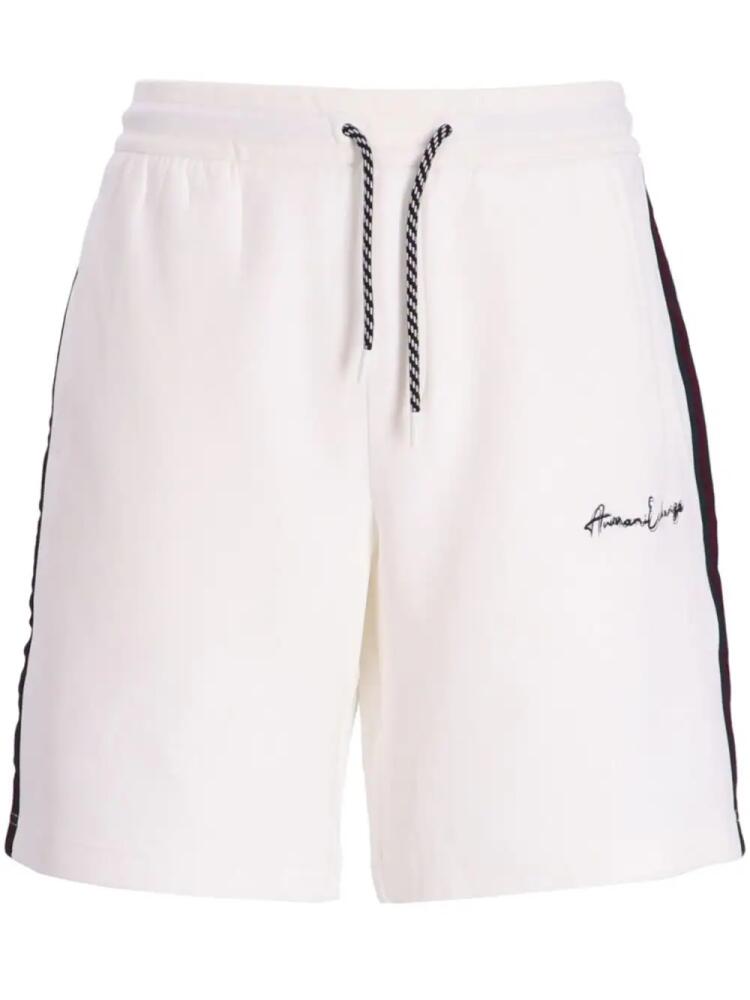 Armani Exchange logo-embroidered drawstring track shorts - White Cover