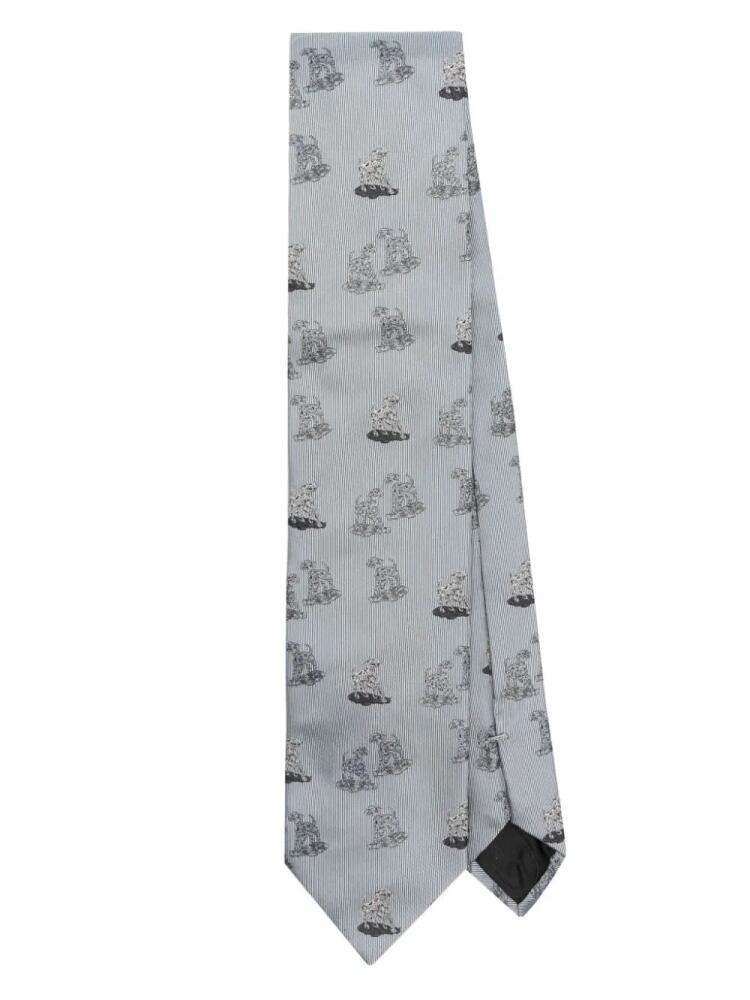 Lanvin dog-jacquard silk tie - Grey Cover