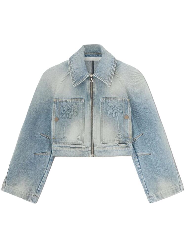 Palm Angels Paris cropped denim jacket - Blue Cover