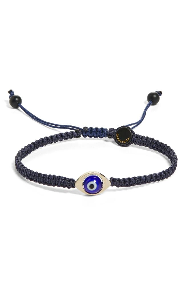 Caputo & Co. Men's Evil Eye Macrame Slider Bracelet in Navy Cover