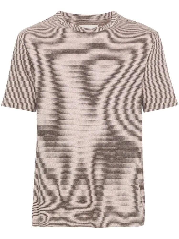 Officine Generale striped linen blend T-shirt - Neutrals Cover