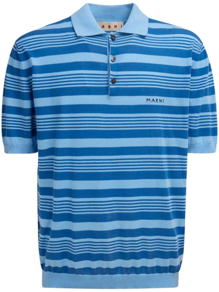 Marni Mixed Stripe Polo Shirt - Blue Cover