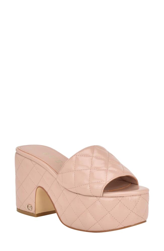 GUESS Yanni Platform Slide Sandal in Light Natural Cover