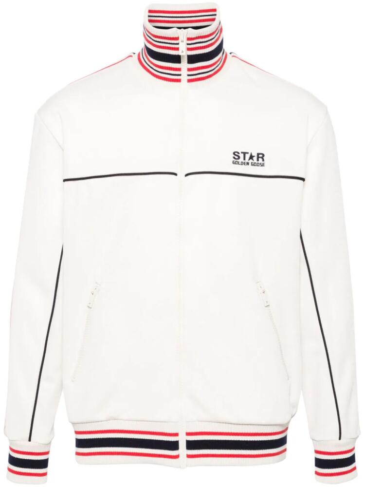 Golden Goose logo-embroidered jersey jacket - White Cover