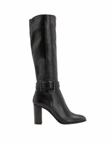 Leonardo Principi Leather Heeled Tall Boots Woman Boot Black Calfskin Cover