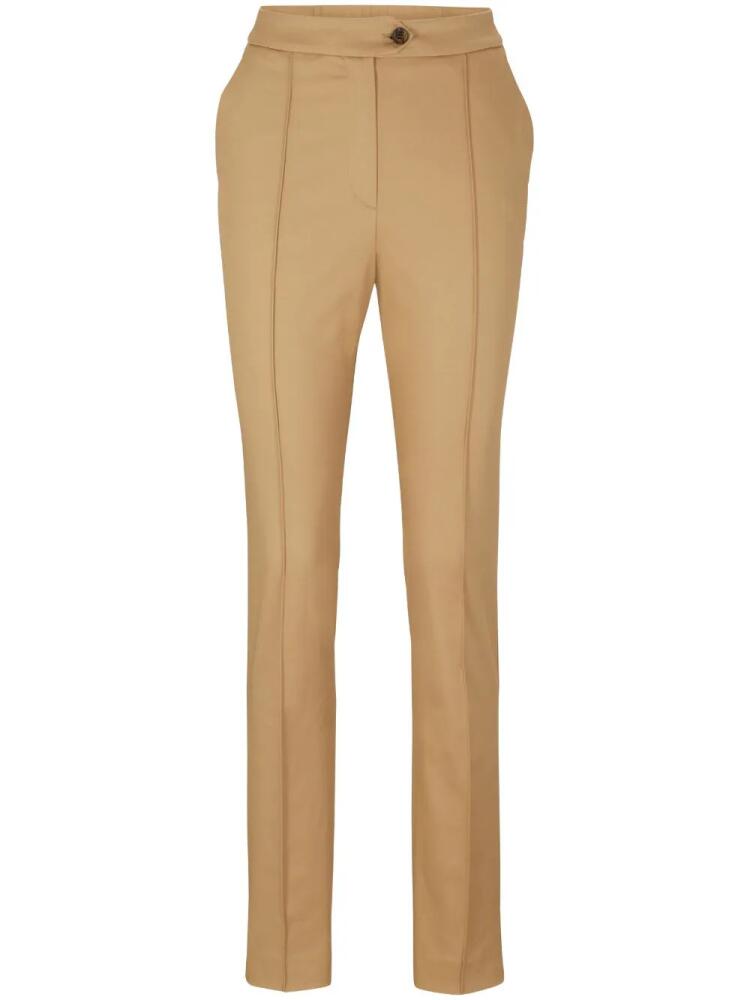 BOSS pressed-crease slim-cut trousers - Brown Cover