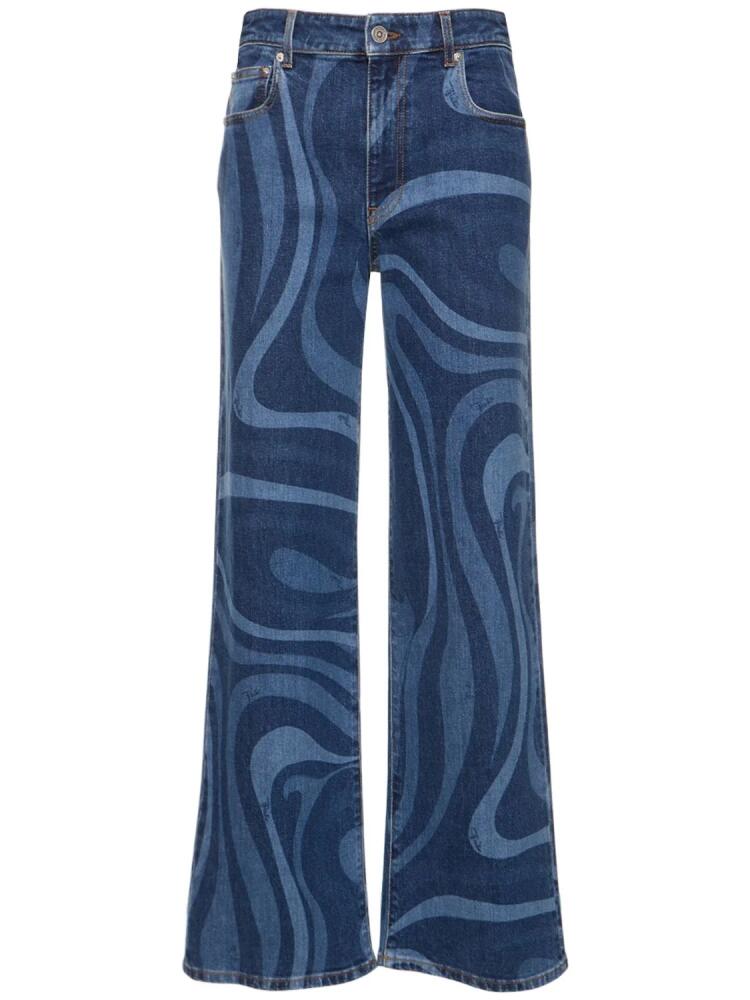 PUCCI Marmo Printed Denim Wide Jeans Cover