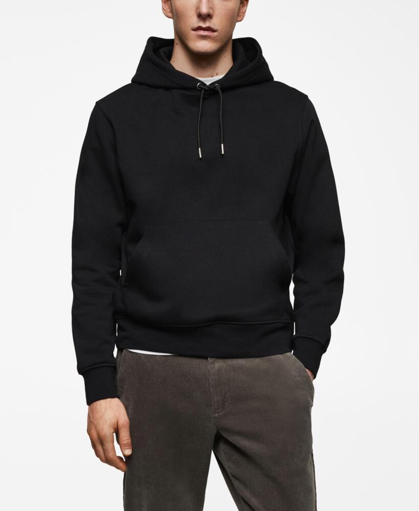 Mango Men's Cotton Kangaroo-Hooded Sweatshirt - Black Cover