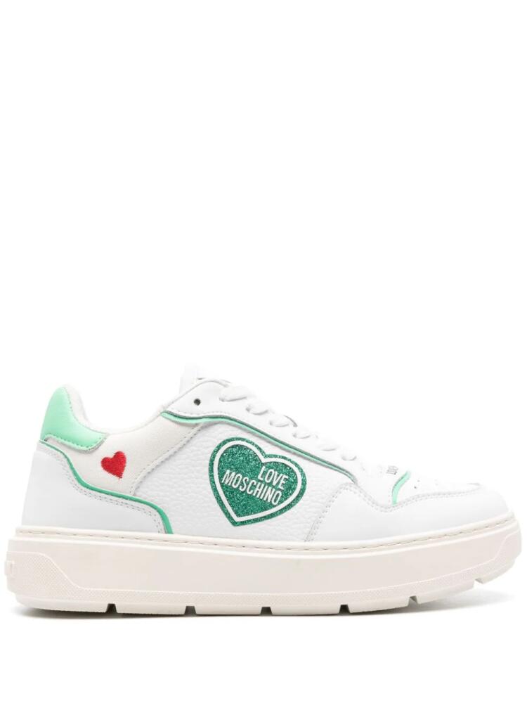 Love Moschino glitter-detailed leather sneakers - White Cover