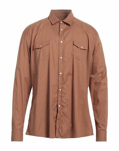 Daniele Alessandrini Man Shirt Brown Size 15 ½ Cotton, Elastane Cover