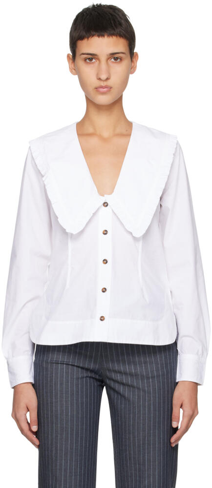 GANNI White V-Neck Shirt Cover