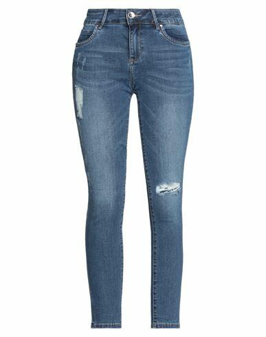 Take-two Woman Jeans Blue Cotton, Polyester, Rayon, Elastane Cover