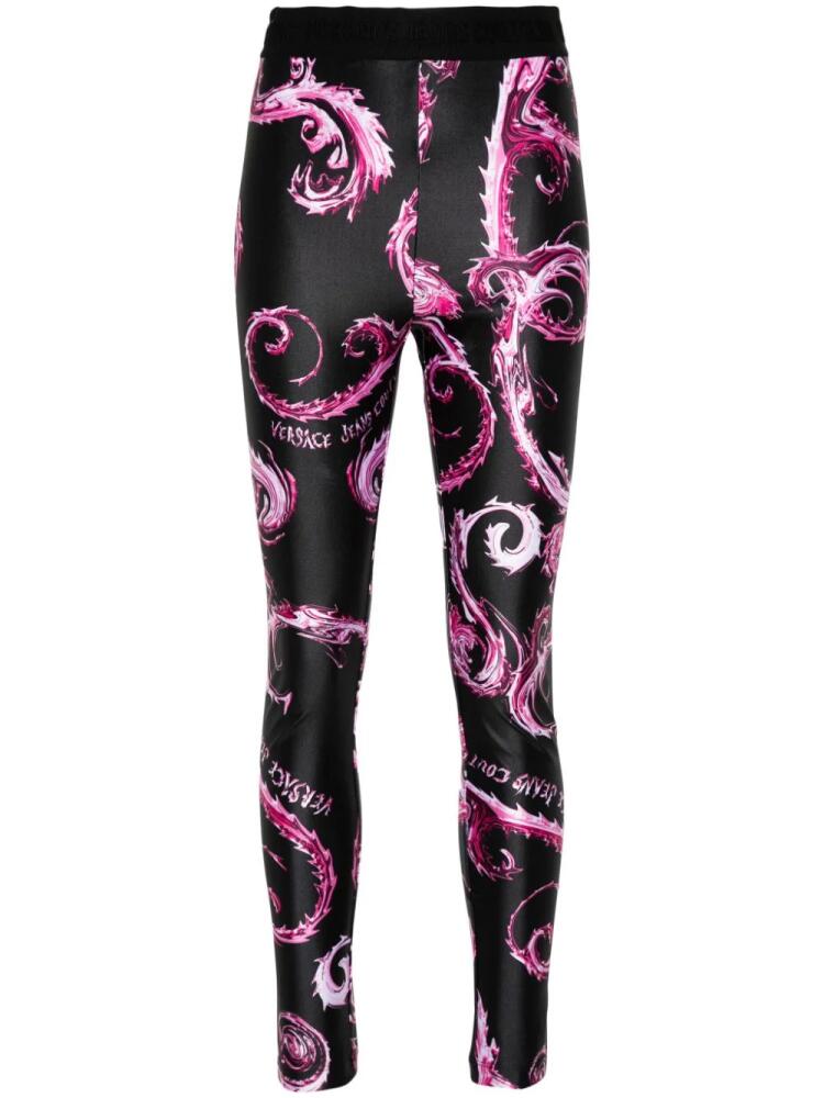 Versace Jeans Couture Watercolor Couture-print leggings - Black Cover