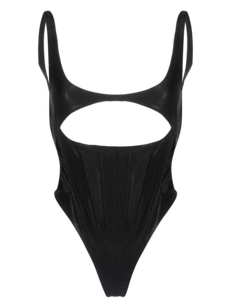 Mugler corseted cut-out swimsuit - Black Cover