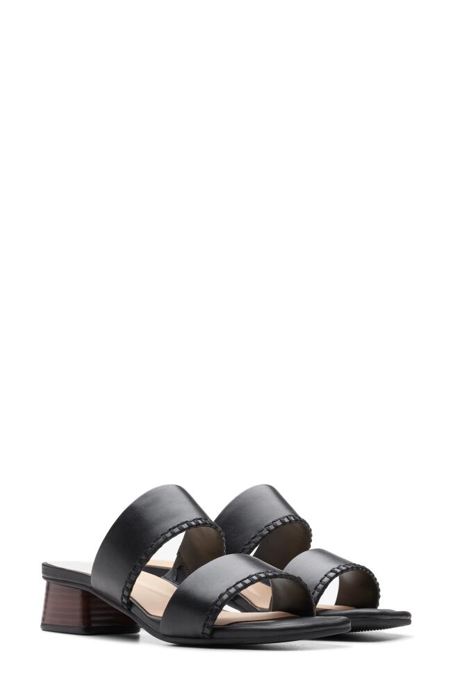 Clarks(r) Serina 35 Slide Sandal in Black Leather Cover