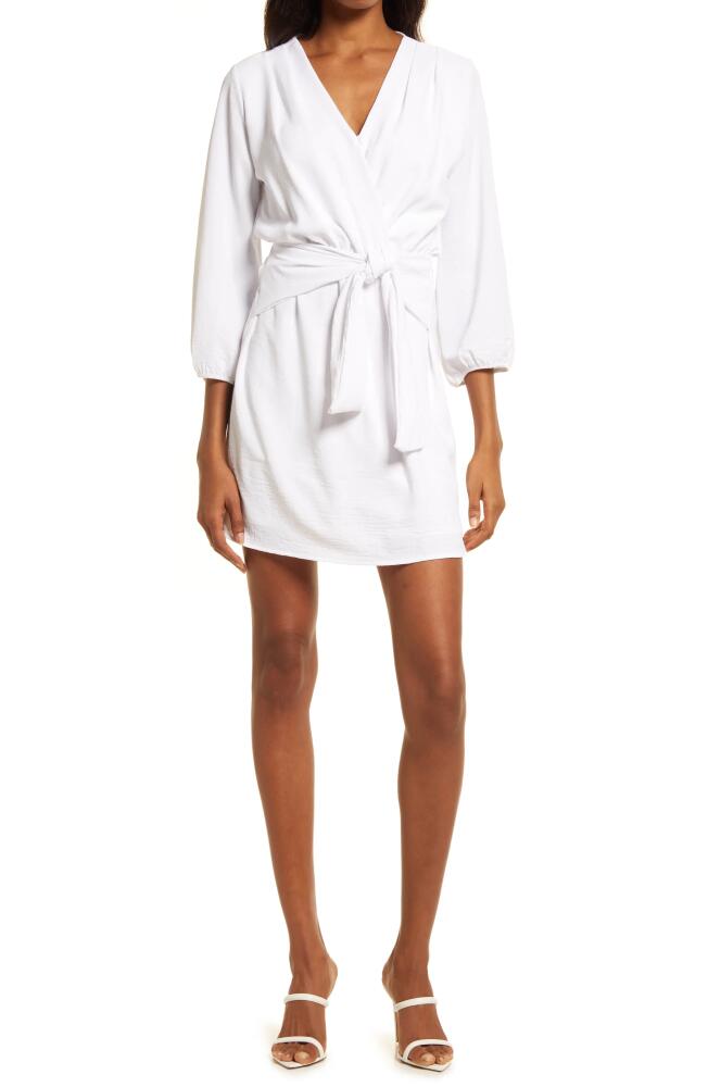 Fraiche by J Long Sleeve Tie Front Dress in White Cover