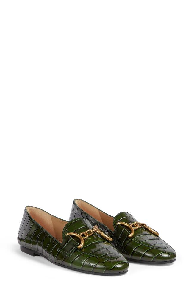 LK Bennett Daphne Croc Embossed Loafer in Dark Green Cover