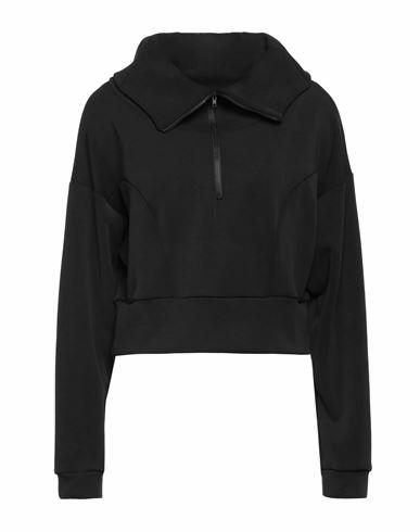 Lanston Woman Sweatshirt Black Polyester, Modal, Elastane Cover