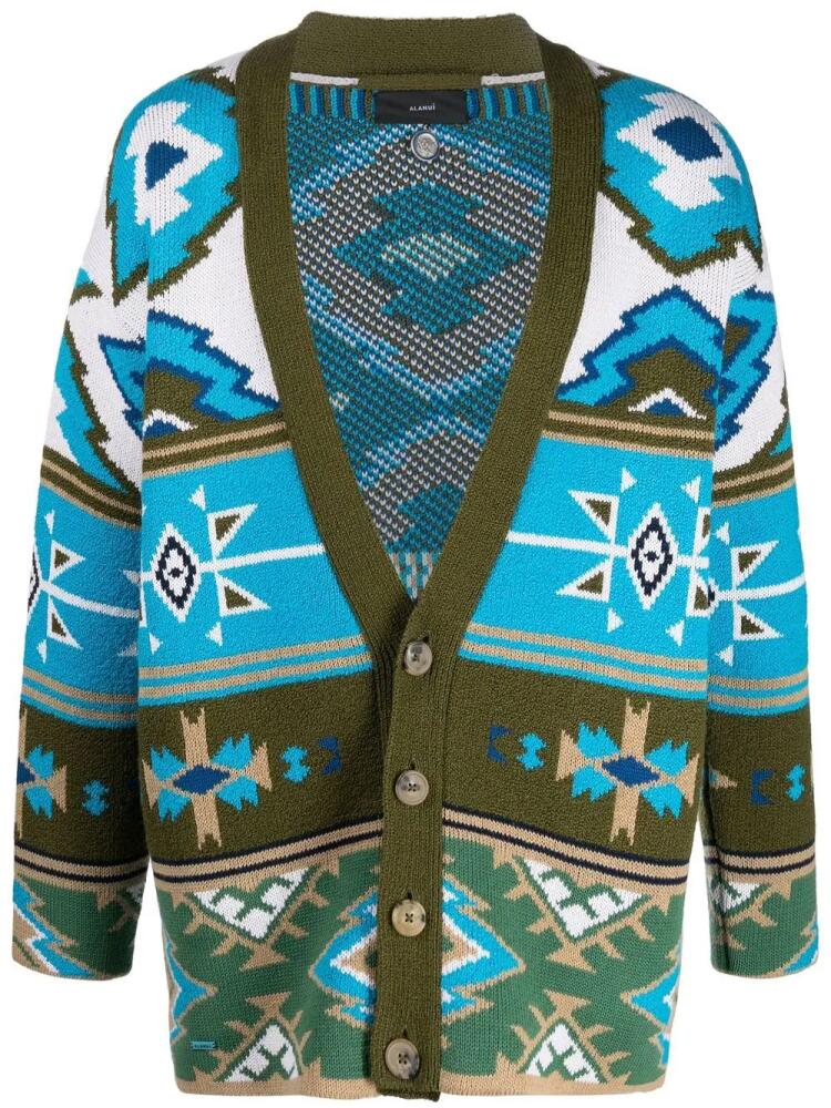 Alanui graphic-print knitted cardigan - Green Cover