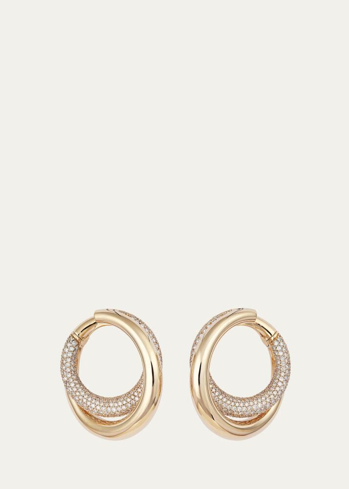 ENGELBERT The Loop Earrings - Infinity Loop Half Pavé, Big, in Yellow Gold and White Diamonds Cover