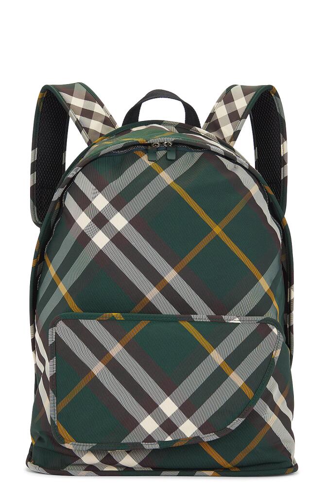 Burberry Check Pattern Backpack in Dark Green Cover