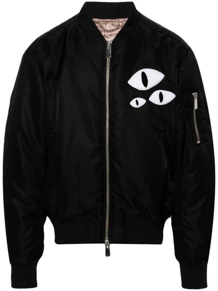 Charles Jeffrey Loverboy eye-patch padded bomber jacket - Black Cover