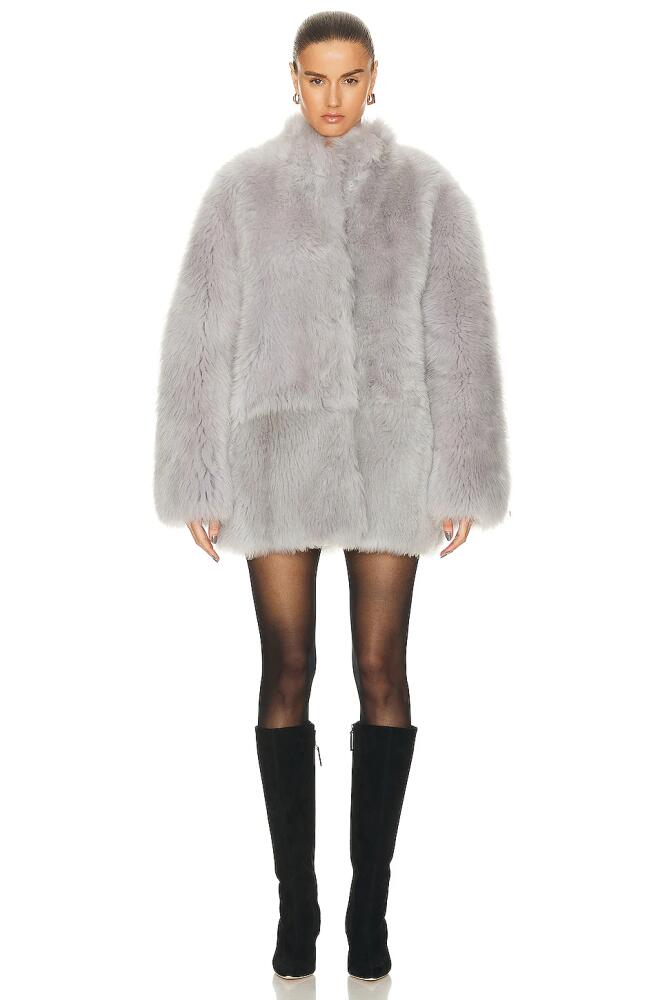 NILI LOTAN Leonce Shearling Coat in Light Grey Cover