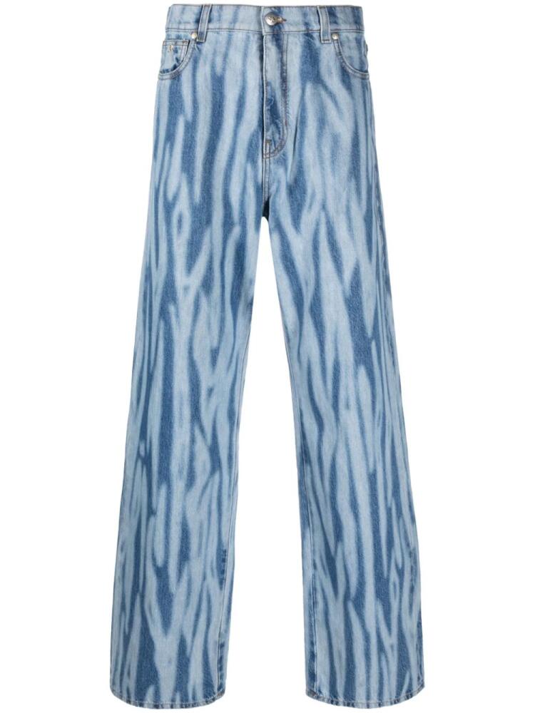 John Richmond abstract-print wide-leg jeans - Blue Cover