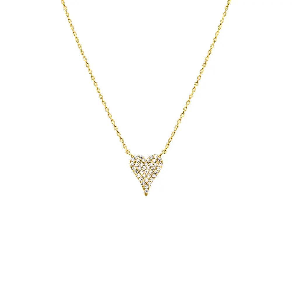 BY ADINA EDEN Pave CZ Elongated Heart Necklace in Gold 1 Cover