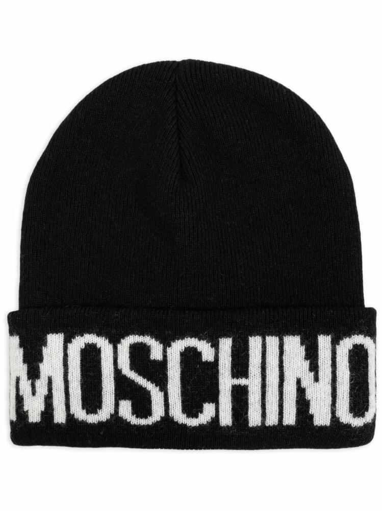 Moschino intarsia knit-logo beanie - Black Cover