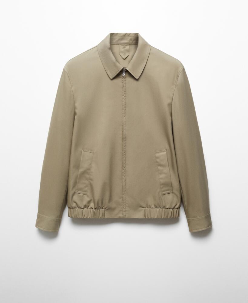 Mango Men's Bomber Zipper Jacket - Khaki Cover