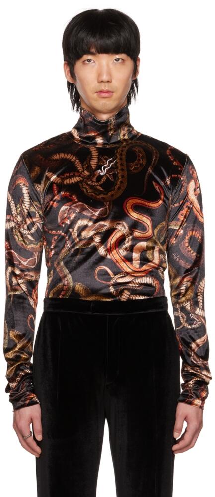 LU'U DAN Black Snake Print Turtleneck Cover