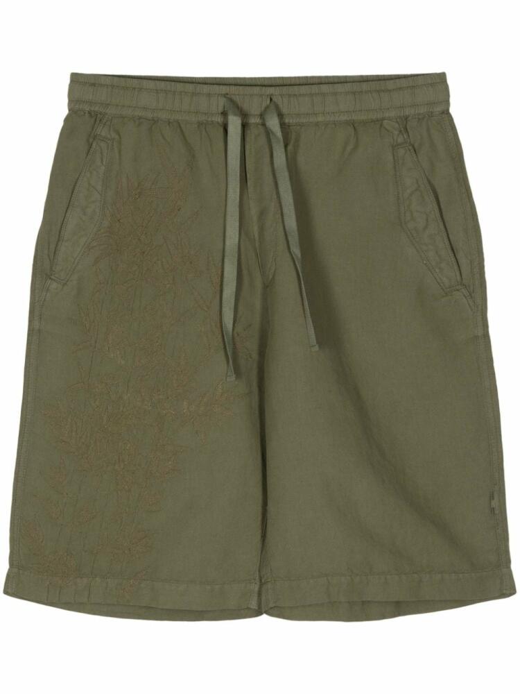 Maharishi embroidered-motif hemp deck shorts - Green Cover