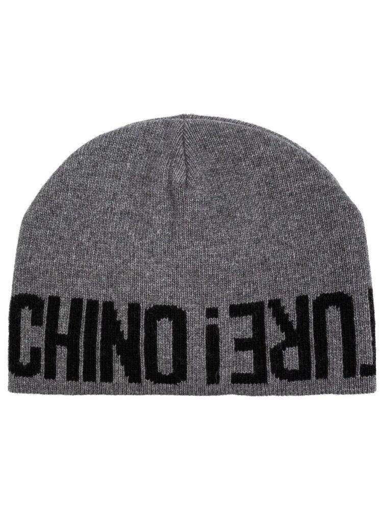 Moschino logo-intarsia knitted beanie - Grey Cover