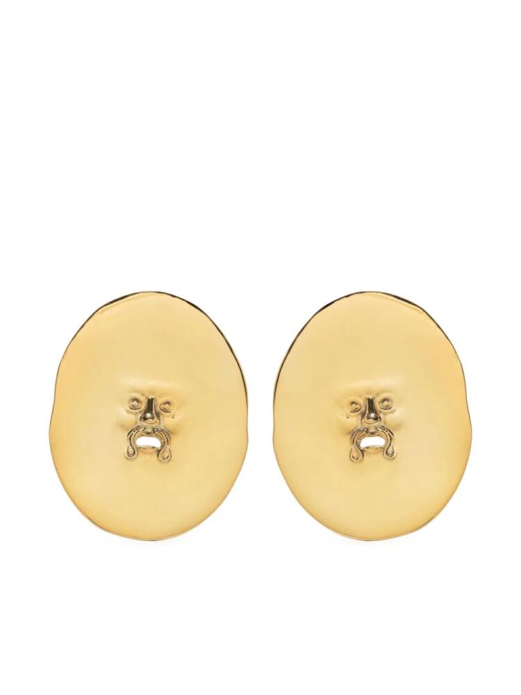 Patou large face clip-on earrings - Gold Cover