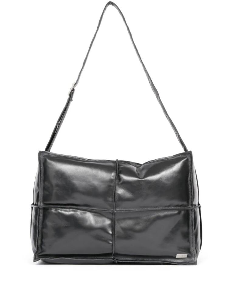 MM6 Maison Margiela logo-plaque leather shoulder bag - Black Cover