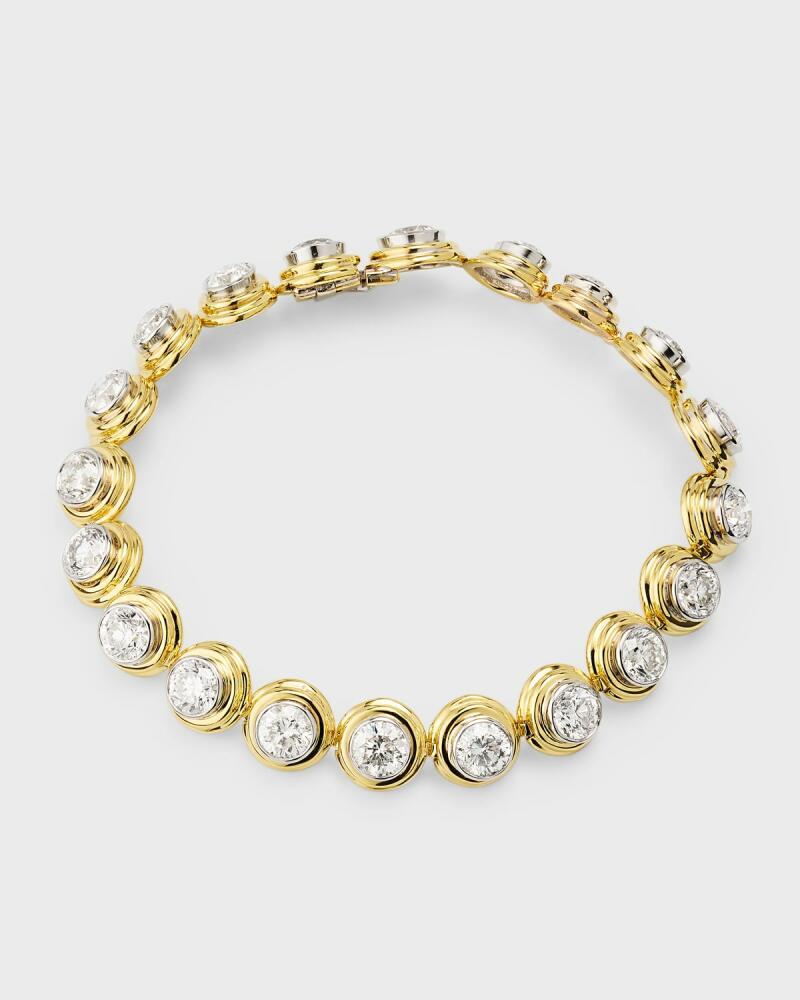 NM Estate Estate Platinum and 18K Yellow Gold 20 Diamond Bezel Set Tubular Tennis Bracelet Cover