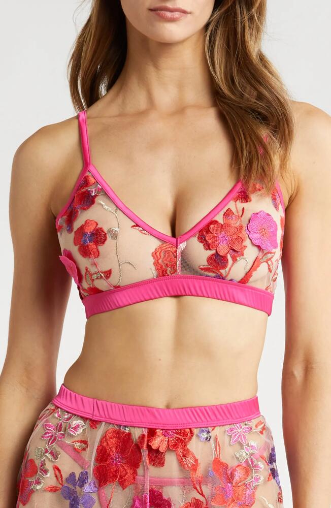 KILO BRAVA Floral Embroidered Bralette in Mixed Berry Cover