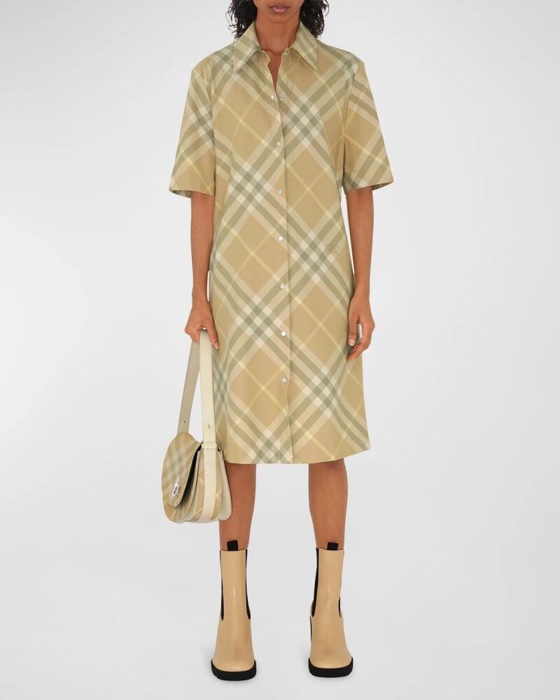 Burberry Signature Check Button-Front Shirtdress Cover