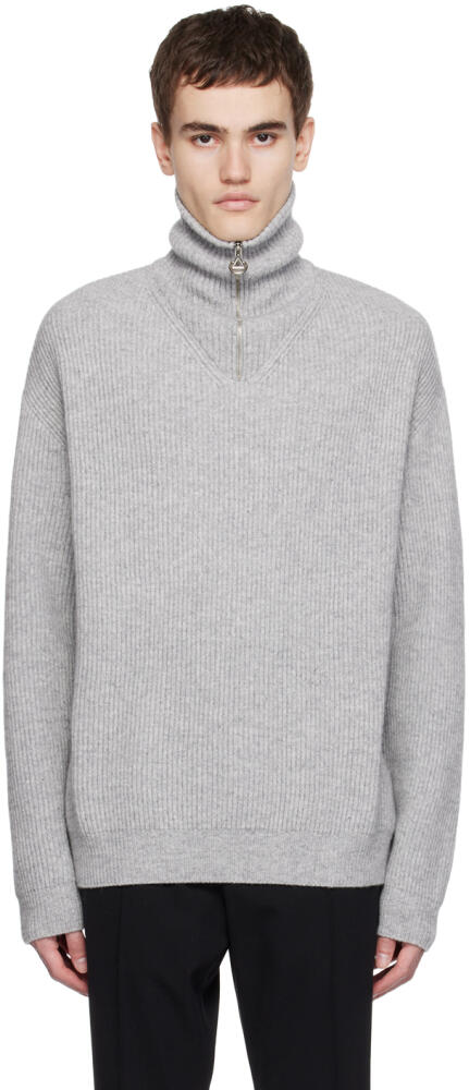 Solid Homme Gray Half-Zip Sweater Cover