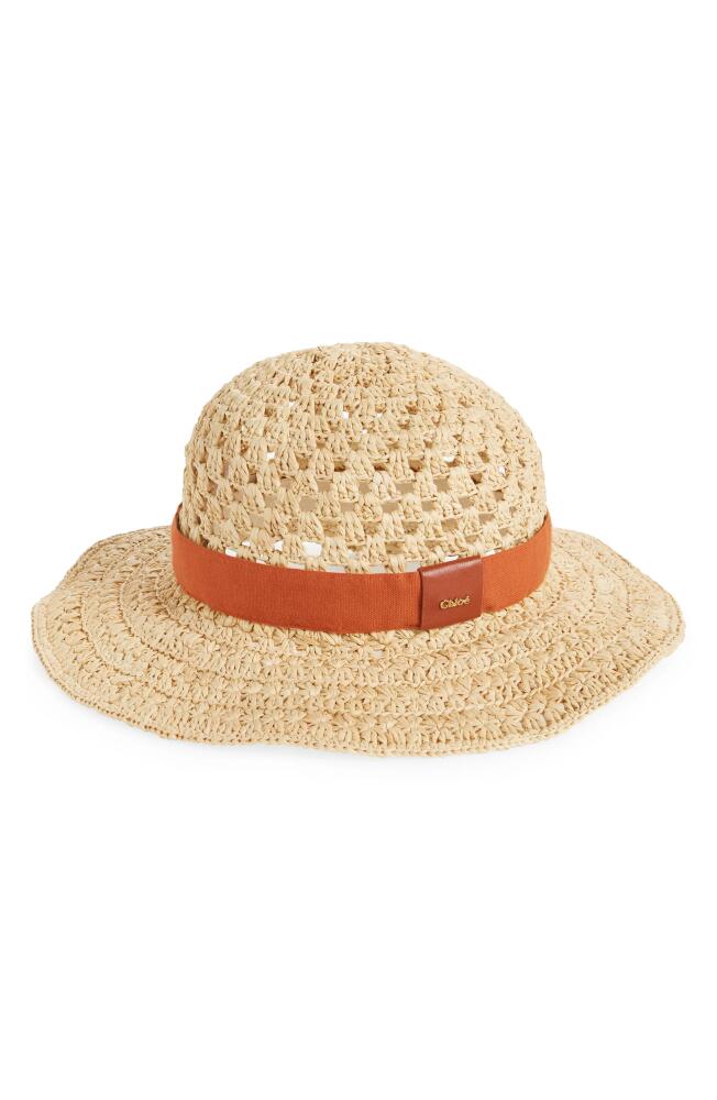 Chloé Raffia Crochet Boater Hat in Straw Beige Cover