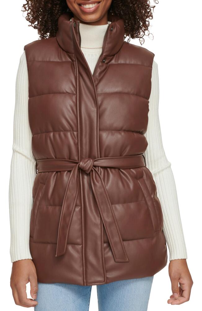 levi's 361™ Belted Water Resistant Faux Leather Puffer Vest in Chocolate Brown Cover