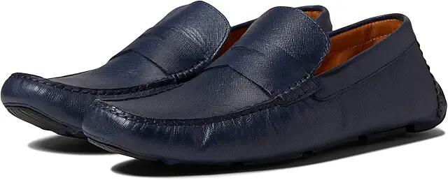 Massimo Matteo Saffiano Penny Driver (Navy) Men's Shoes Cover